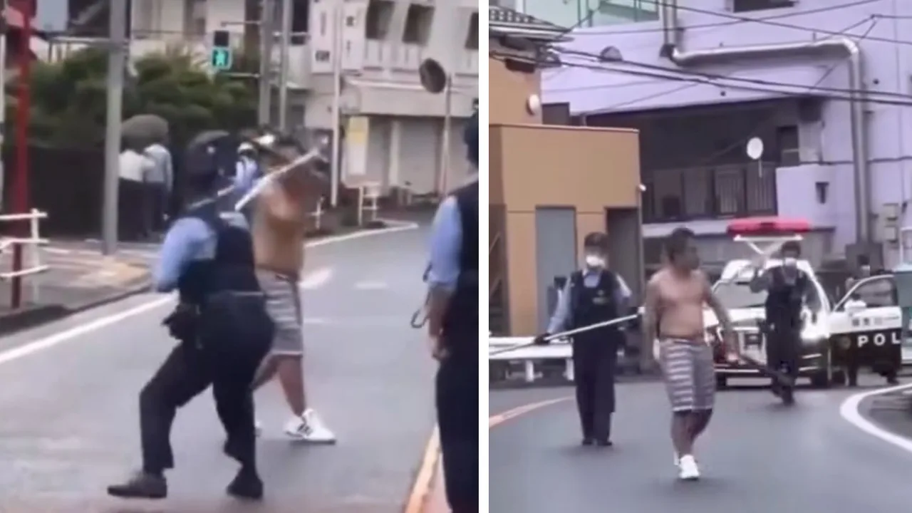 In Japan wollte ein Mann Polizisten mit einem Metallgegenstand angreifen