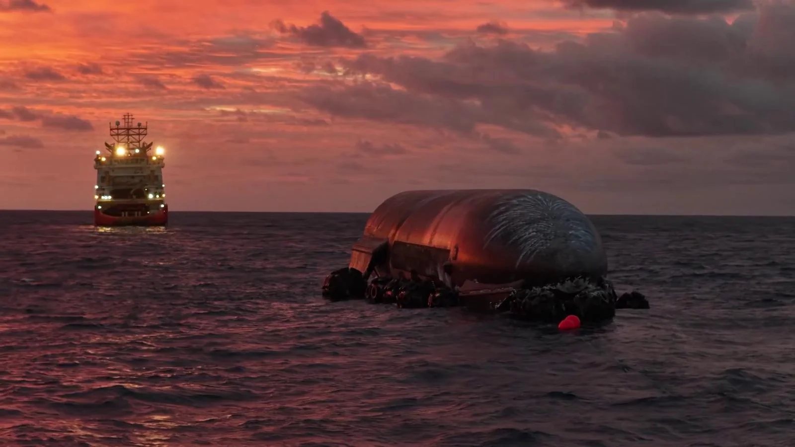 SpaceX versucht, 52 Meter langen Starship-Rumpf aus dem Indischen Ozean zu bergen