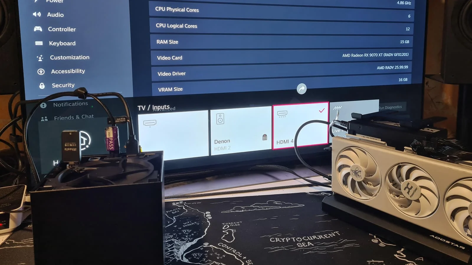 A Powerful Radeon RX 9070 XT Was Connected to the Compact Steam Machine Computer