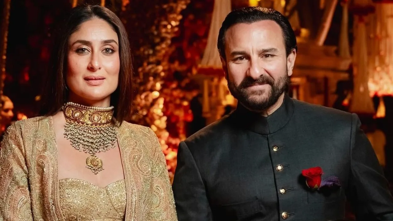 Kareena Kapoor va Saif Ali Khan hindcha milliy liboslarda birga turishibdi.