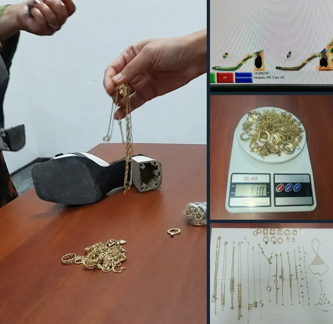 Gold jewelry hidden in shoe heels: These precious items were intercepted