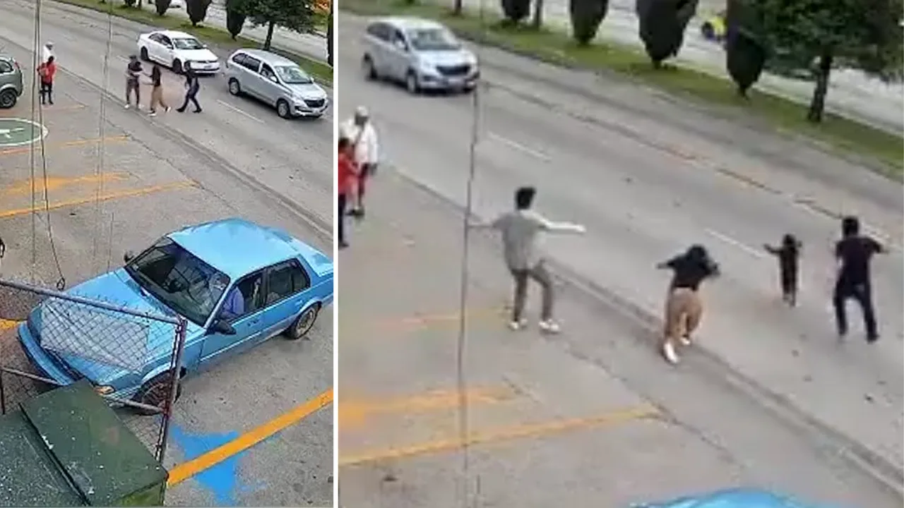 Ladenmitarbeiter rettet kleines Mädchen vor einem Autounfall (Video)