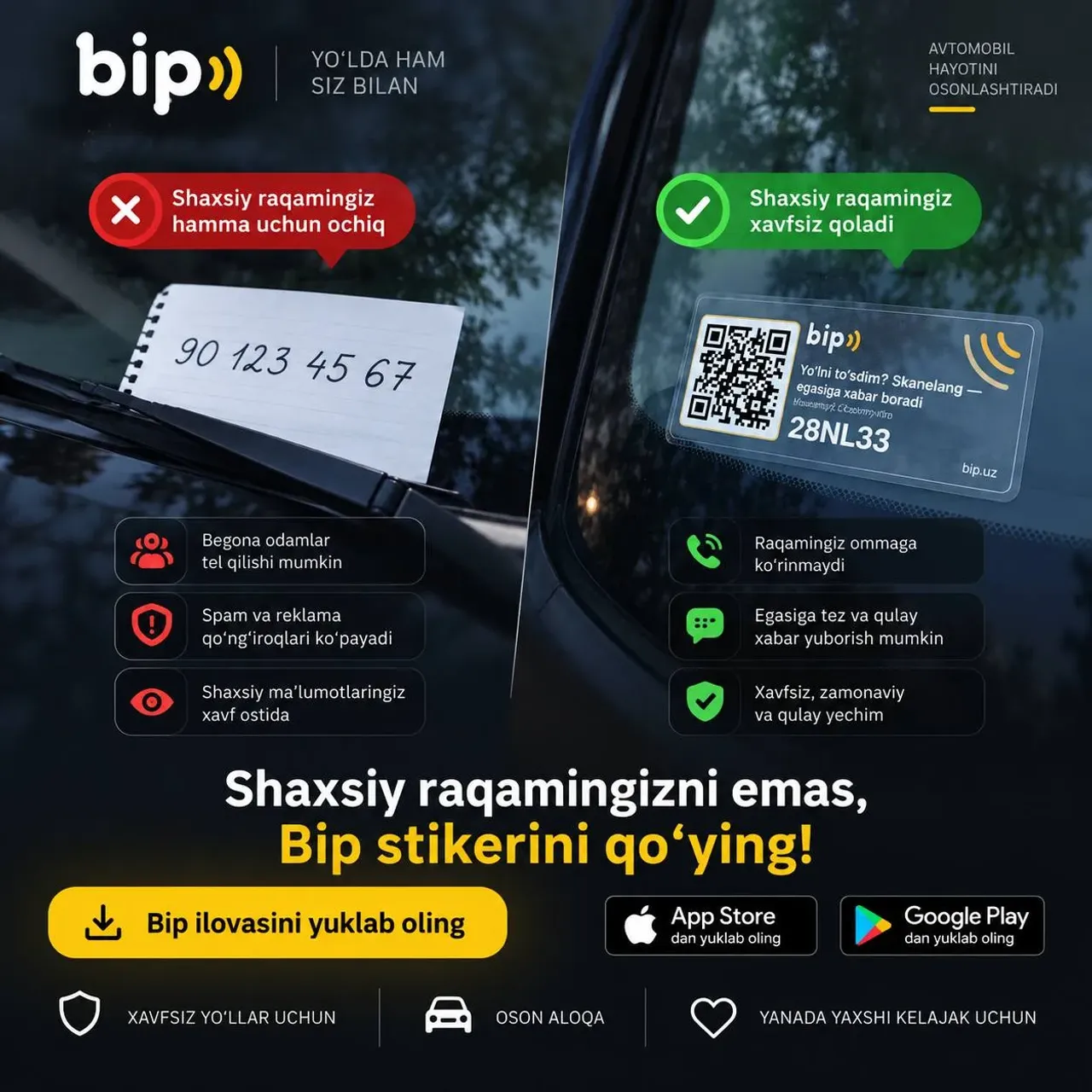 Машина ойнасига рақам ёзиш хавфлими? Bip ҳайдовчилар учун янги ечим топди!