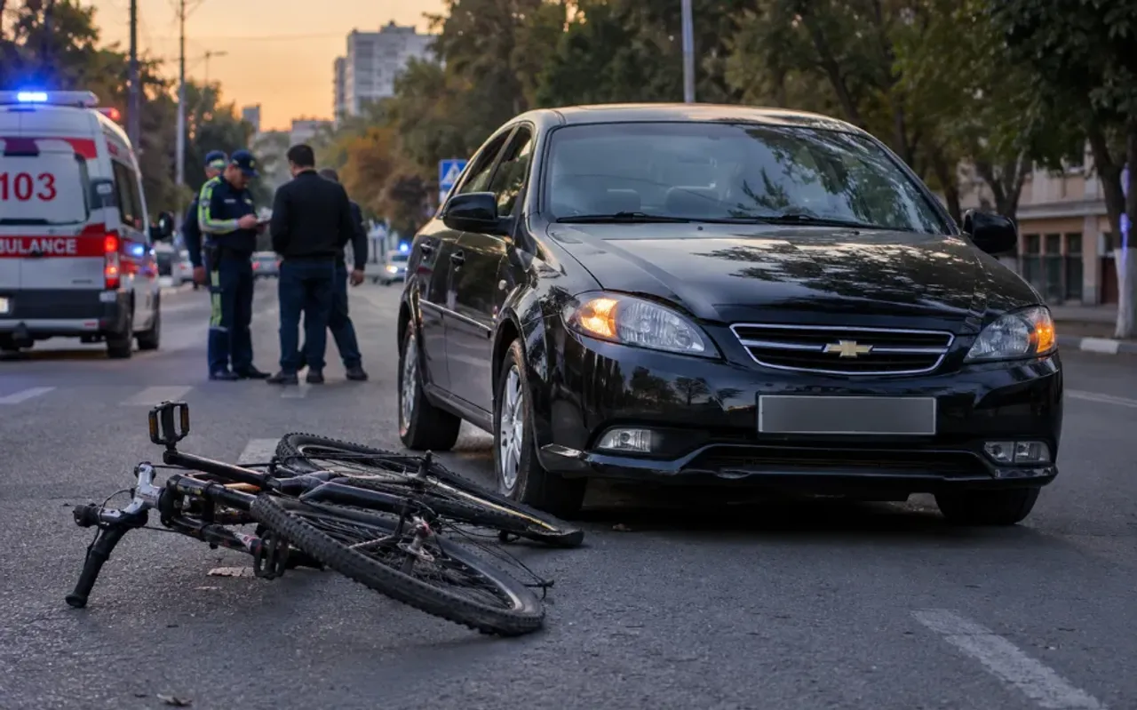 In Tashkent, Gentra hits cyclist, causing minor injury