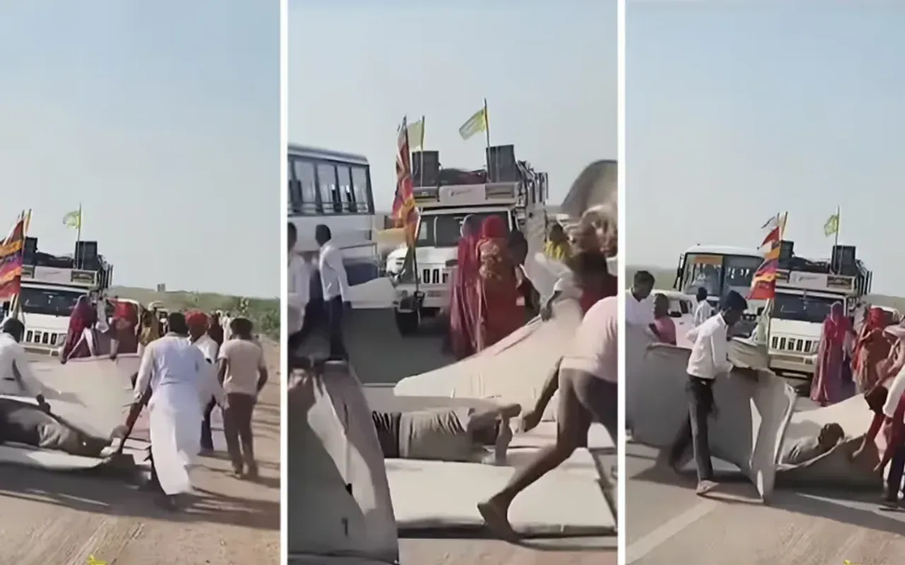 In Indien rollte ein Mann 5 Kilometer weit zu einem Tempel