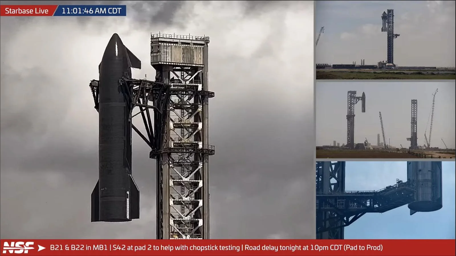 SpaceX навбатдаги синовлар учун Starship кемасини Мечазилла минорасига ўрнатмоқда