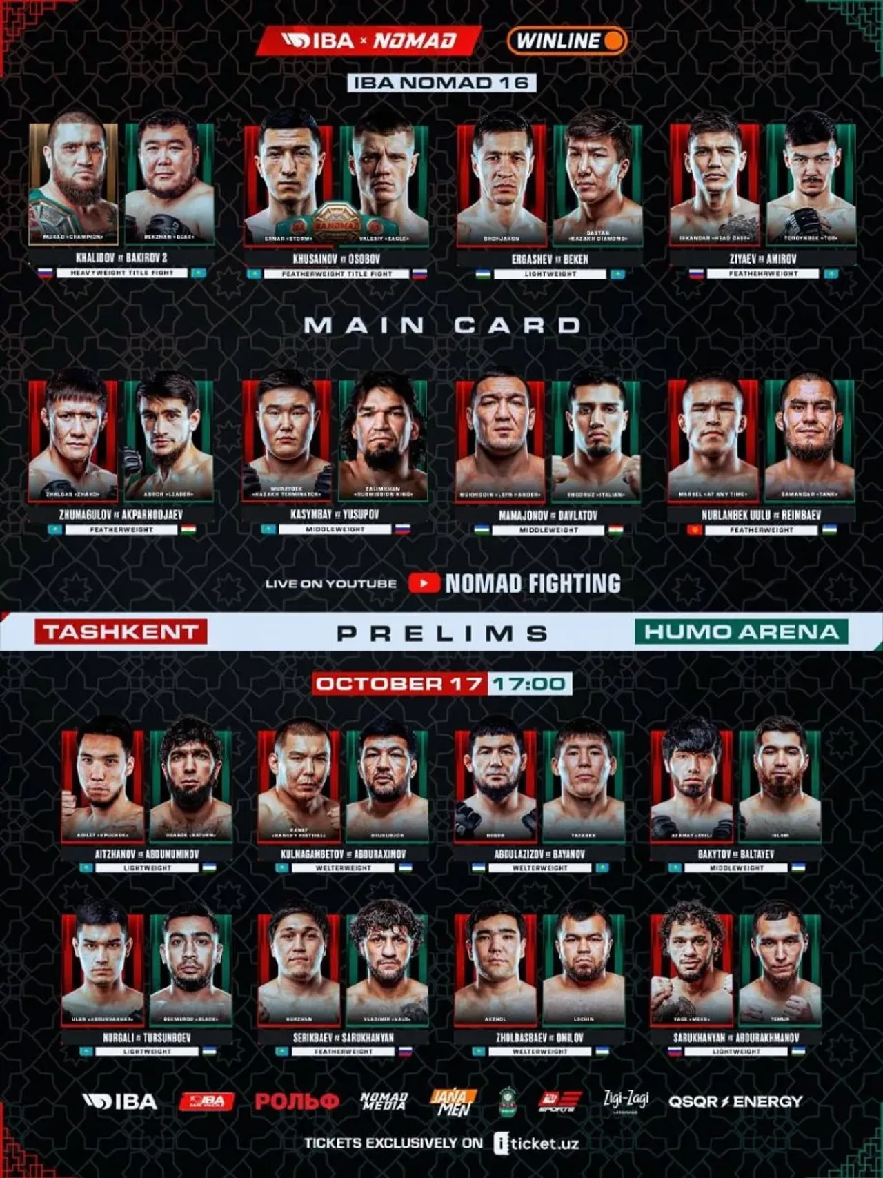 "Humo Arena" to host IBA Nomad 16 bare-knuckle fighting tournament — full card