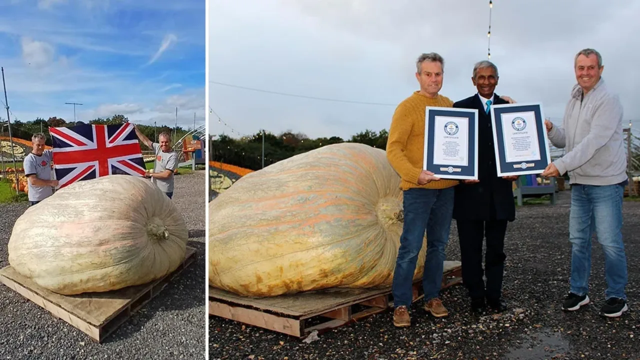 British gardener breaks world record by growing 1.3-ton pumpkin