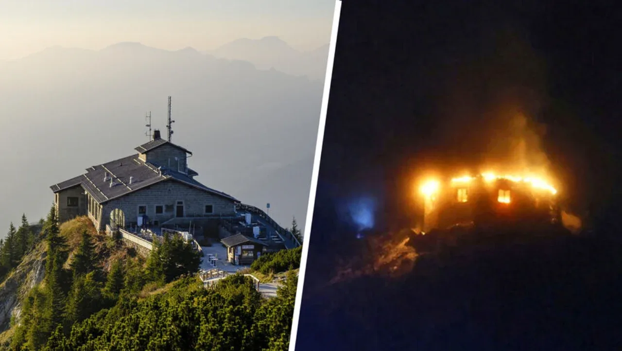 Hitler's headquarters reduced to ashes: The "Eagle's Nest" building in the Alps burned down