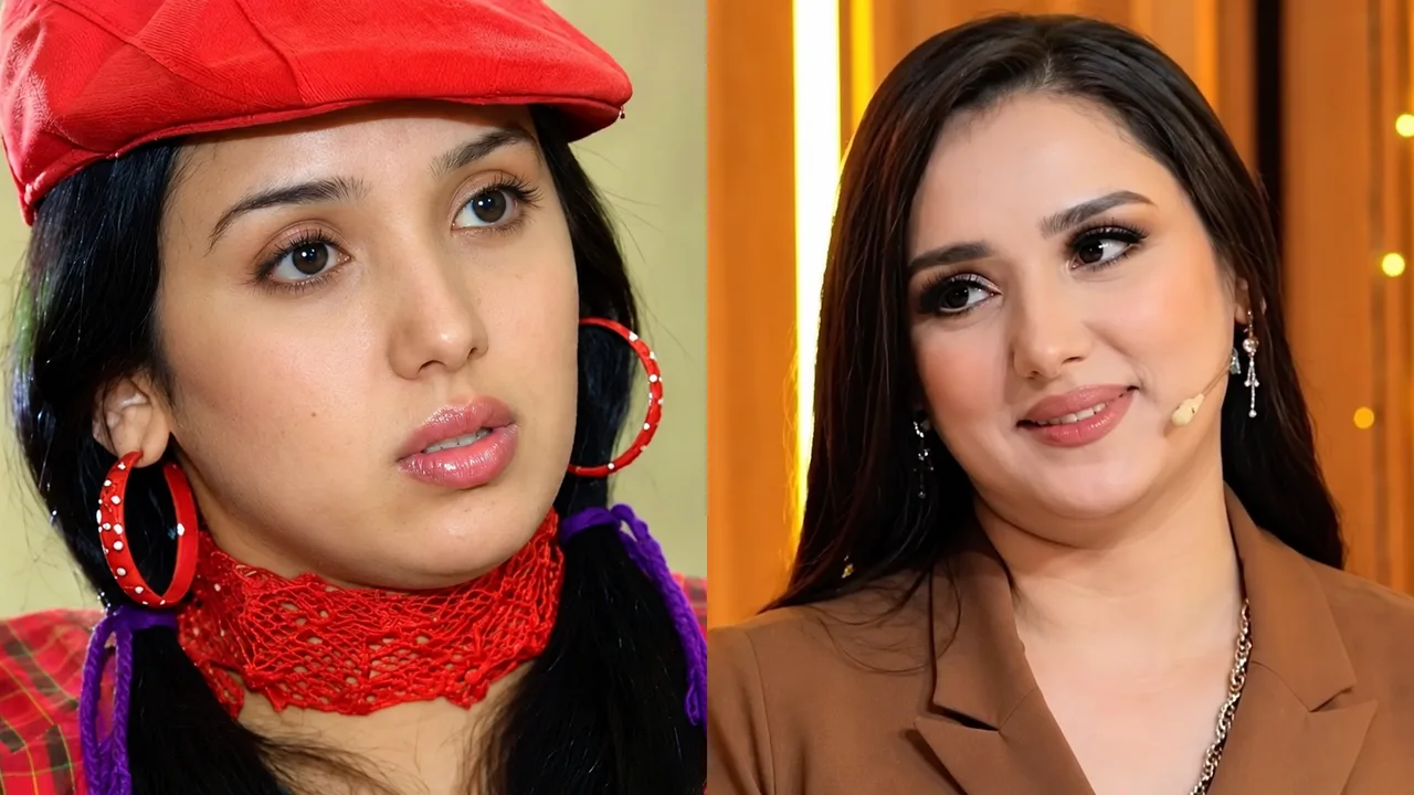 Bir ayolning yoshlikdagi va hozirgi vaqtdagi qiyofasi yonma-yon ko‘rsatilgan.