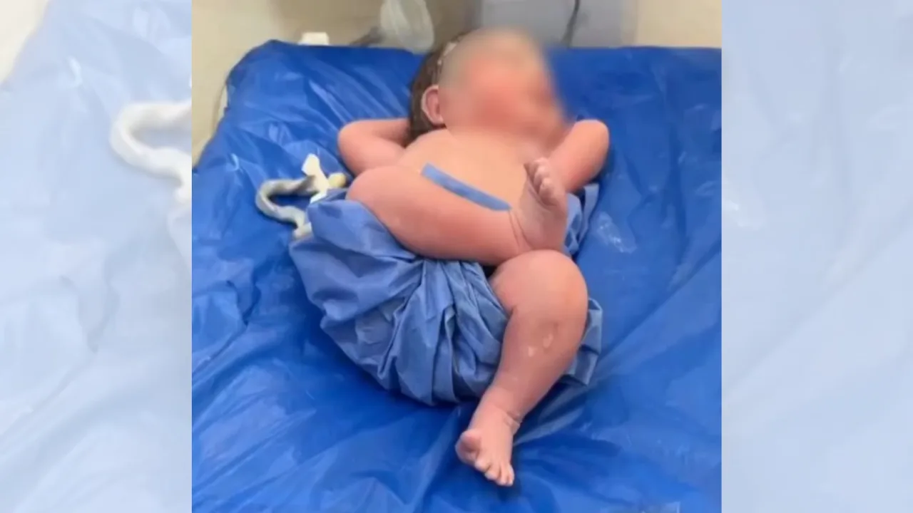 Newborn baby's behavior in the maternity hospital sparks interest on social media (video)