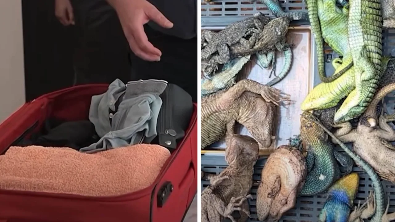 92 snakes and lizards found in a Mexican man's suitcase at a German airport