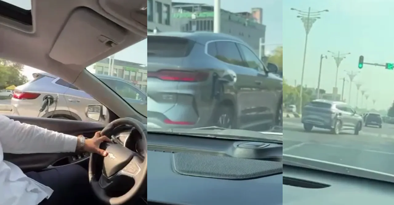 Вирусное видео: женщина за рулем BYD с болтающимся зарядным проводом удивила очевидцев