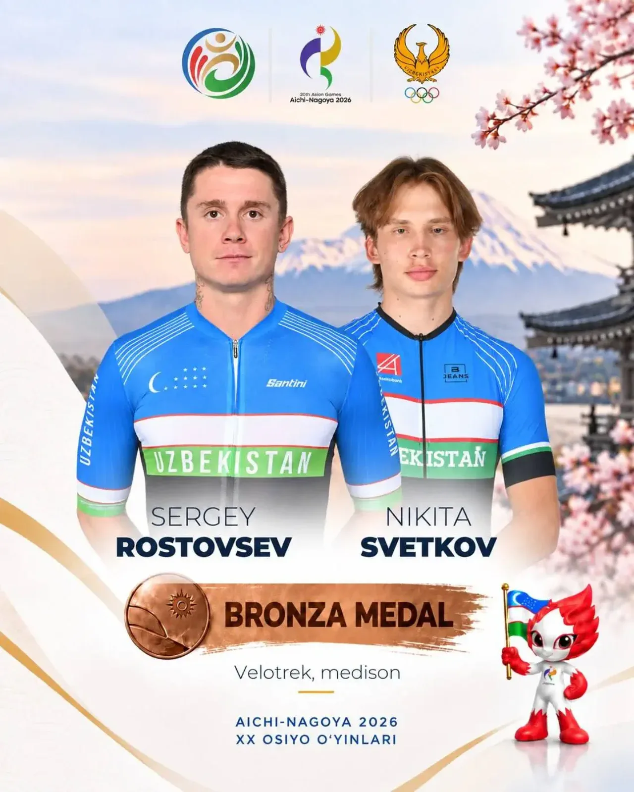 Uzbekistan also wins a medal in track cycling: the pair claims bronze