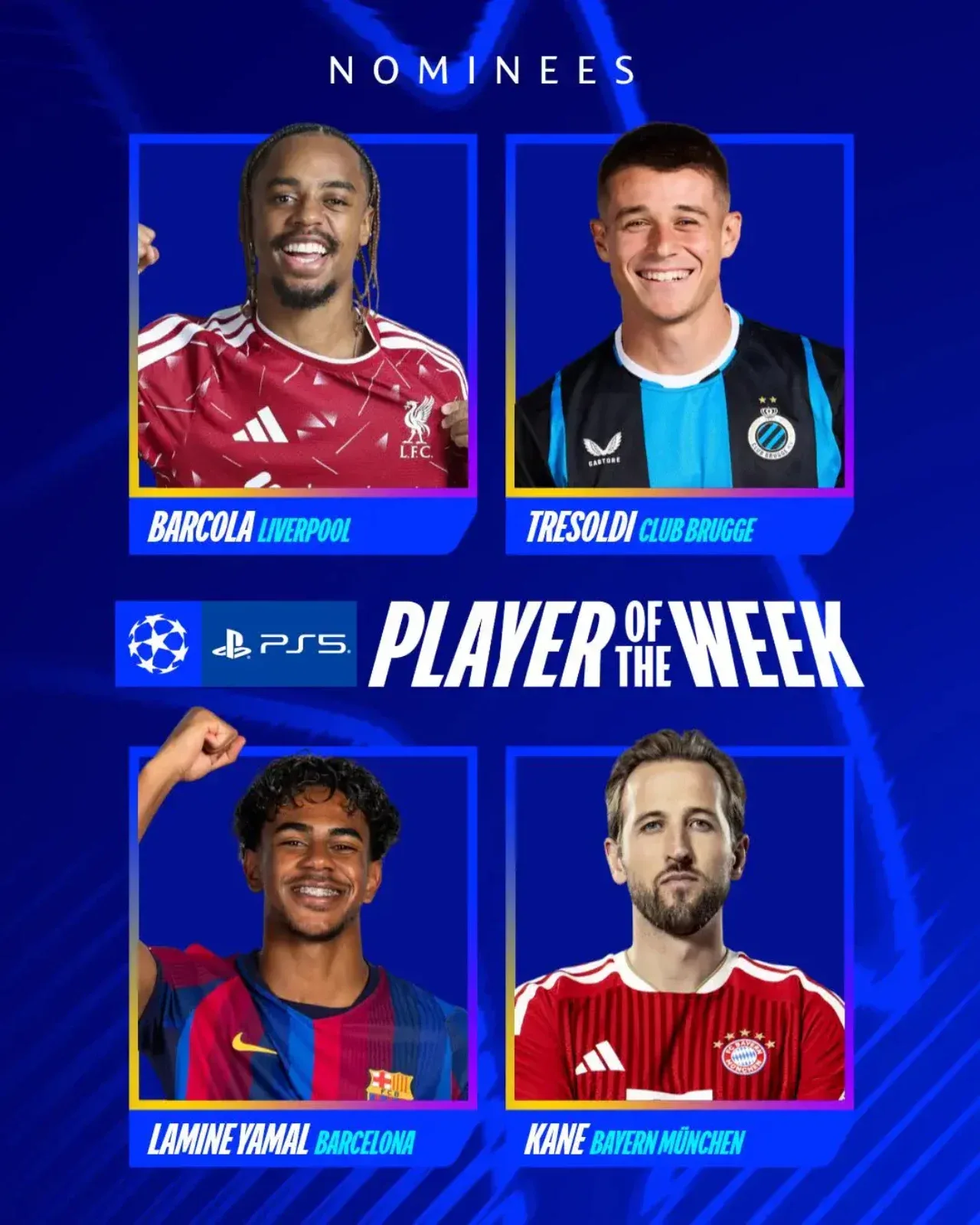 4 nominees announced for Champions League Player of the Week