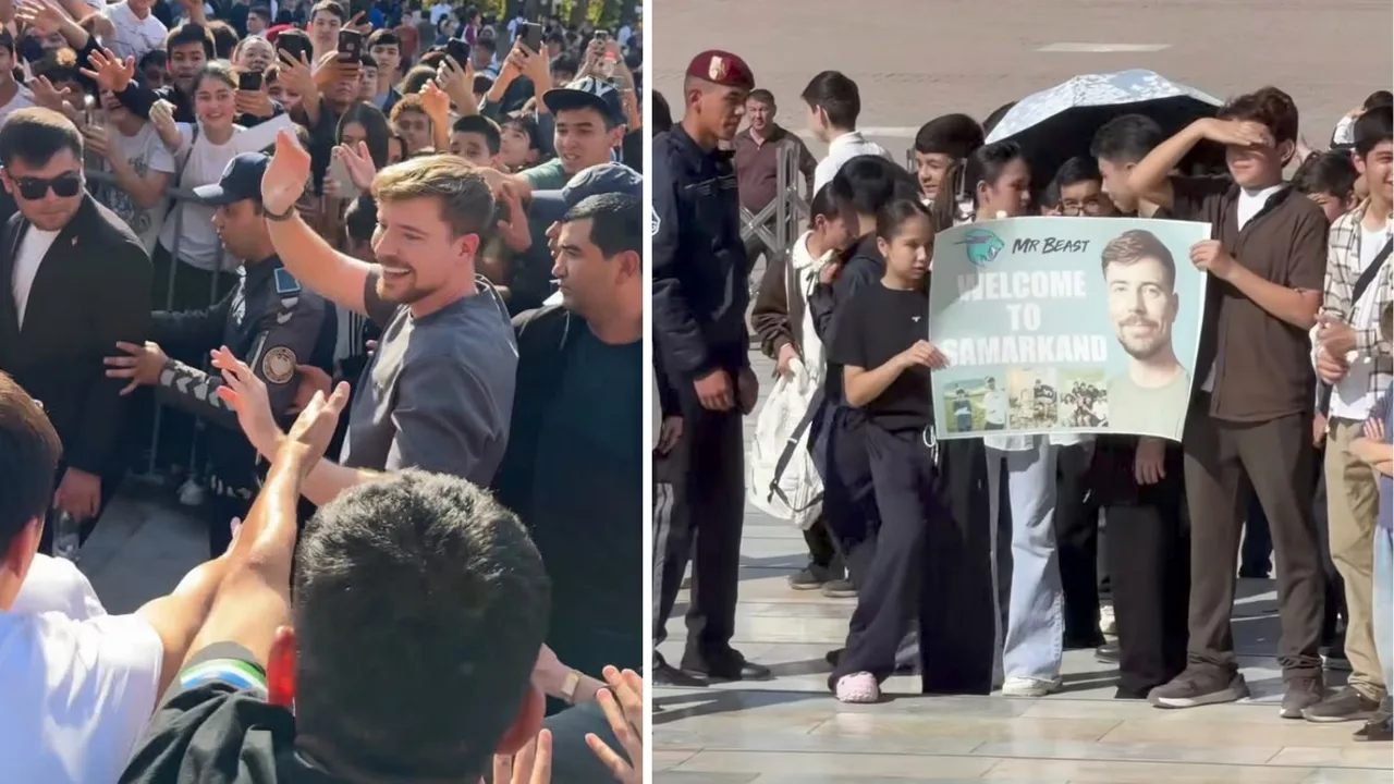 MrBeast surrounded by fans in Samarkand (video)