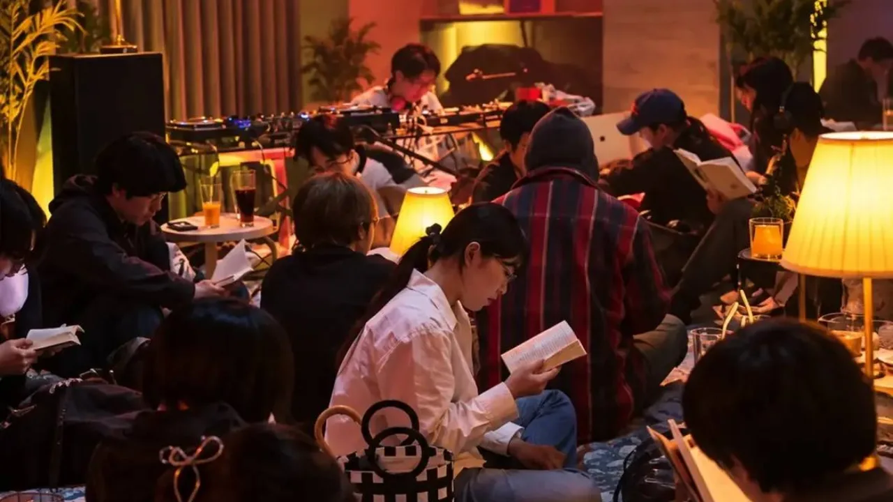 Unusual night event in Tokyo: young people read books instead of dancing